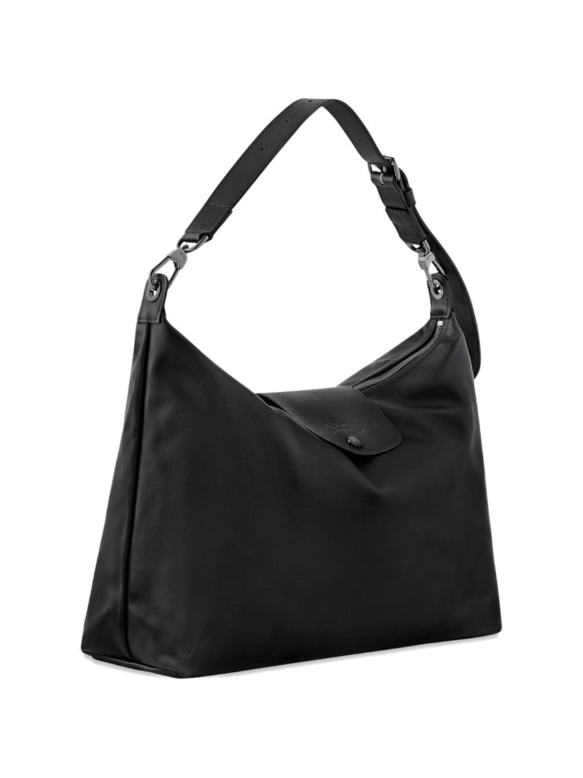 Longchamp Rectangular Black Shoulder Bag With Adjustable Strap
