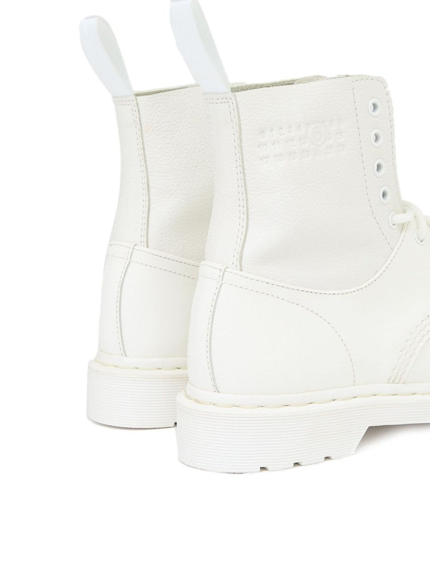Mm6 By Maison Margiela Leather Ankle Boots With Lace-Up Design