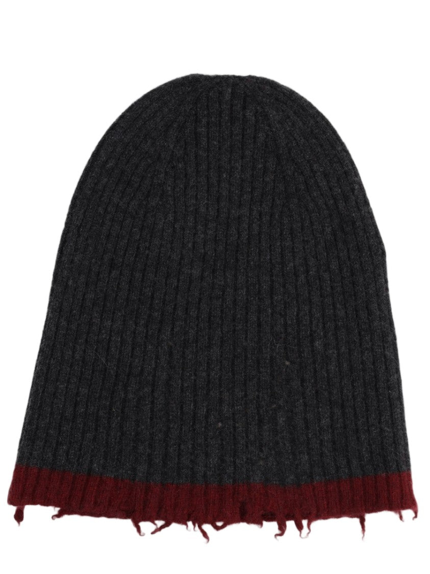 Uma Wang Charcoal Ribbed Knit Cashmere Hat