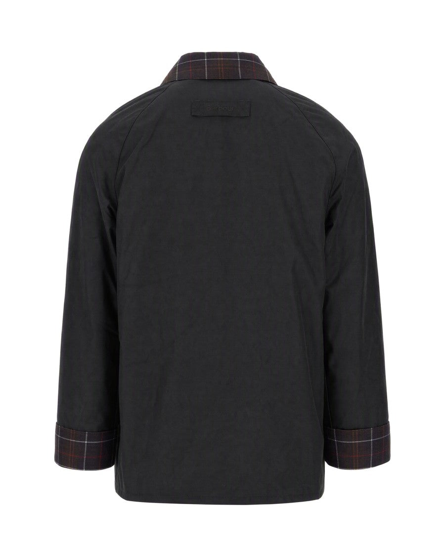 Barbour Spey Icons Tartan Trim Ribbed Waxed Cotton Jacket