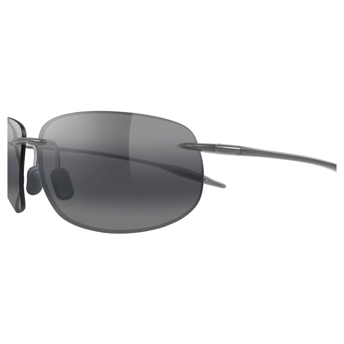 Maui Jim Breakwall Rimless Rectangular Sunglasses With Curved Temples