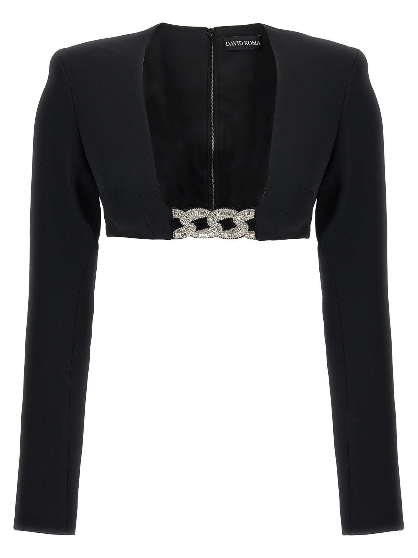 David Koma 3D Crystsal Chain And Square Neck' Top
