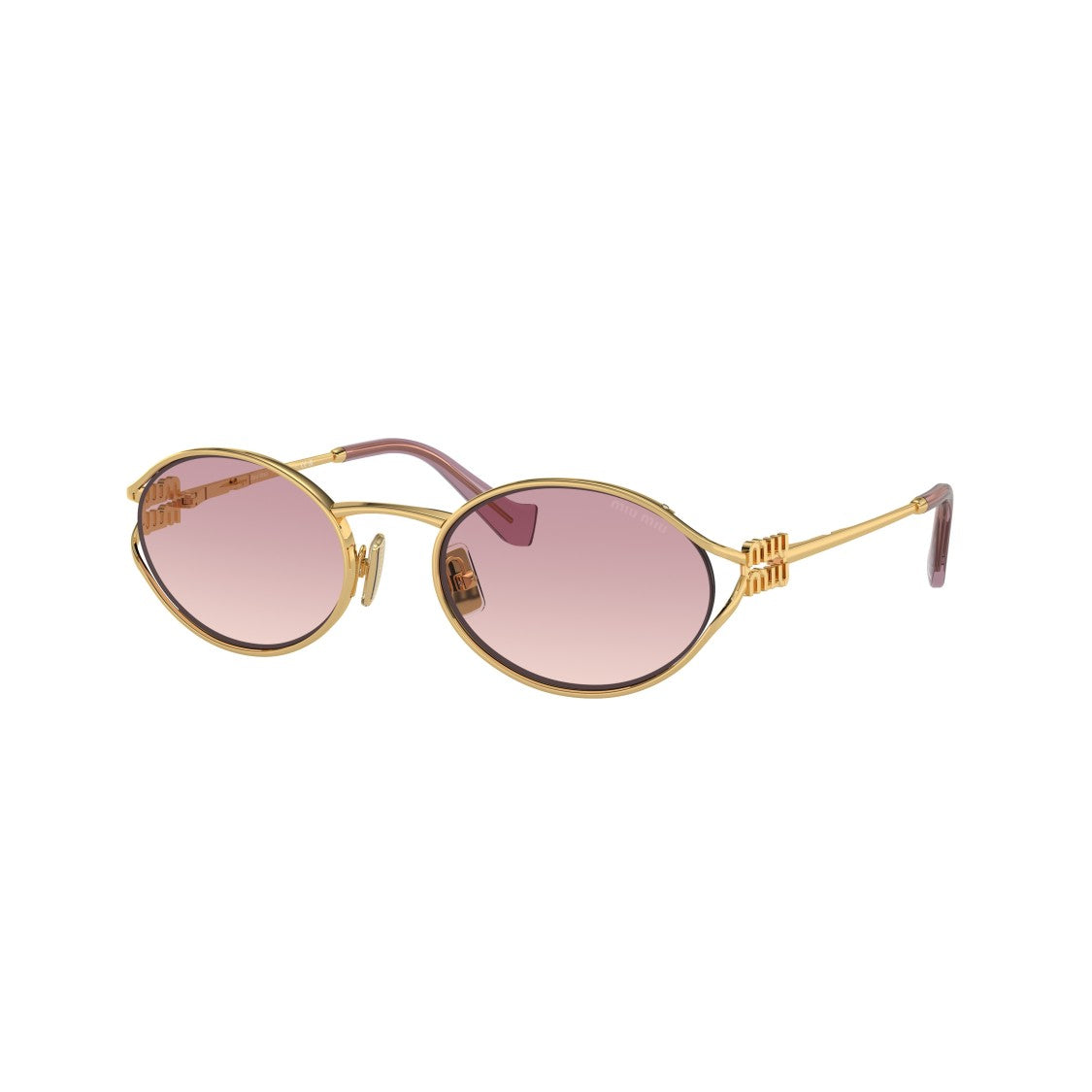 Miu Miu 0Mu 52Ys Oval Gold Metal Frame Sunglasses