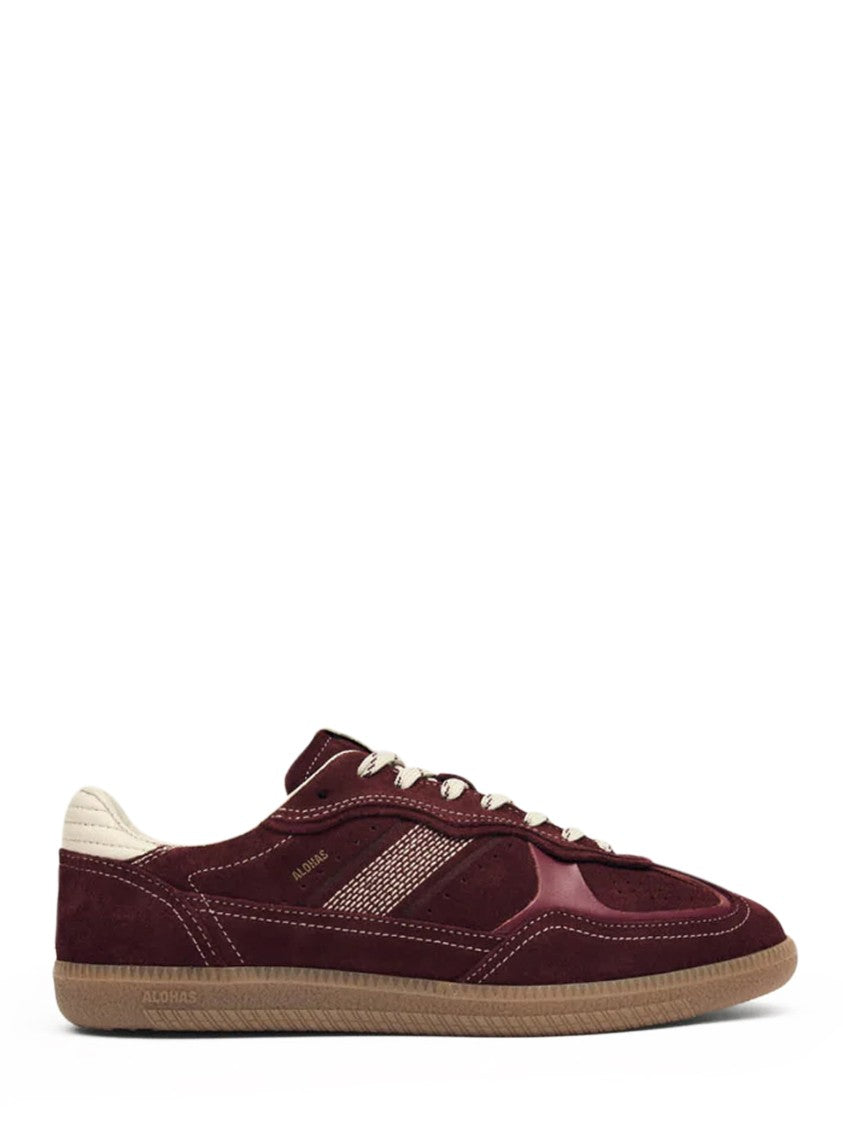 Alohas Burgundy Leather Sneakers With Cream Accents