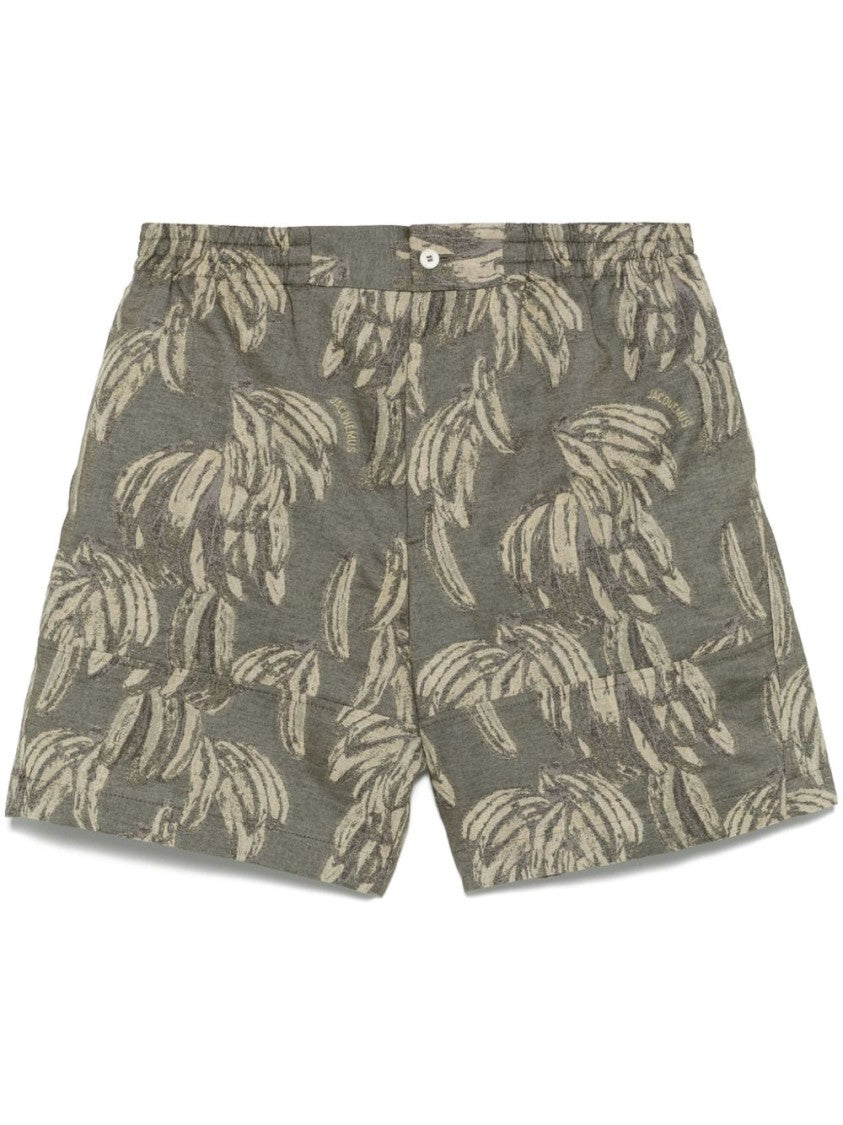 Jacquemus Light Beige Elasticated Waistband Cotton Shorts