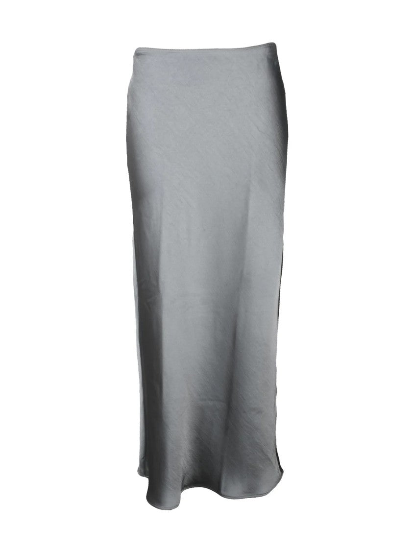 Samsoe Samsoe Grey Fluid Elastic Waist Satin Maxi Skirt