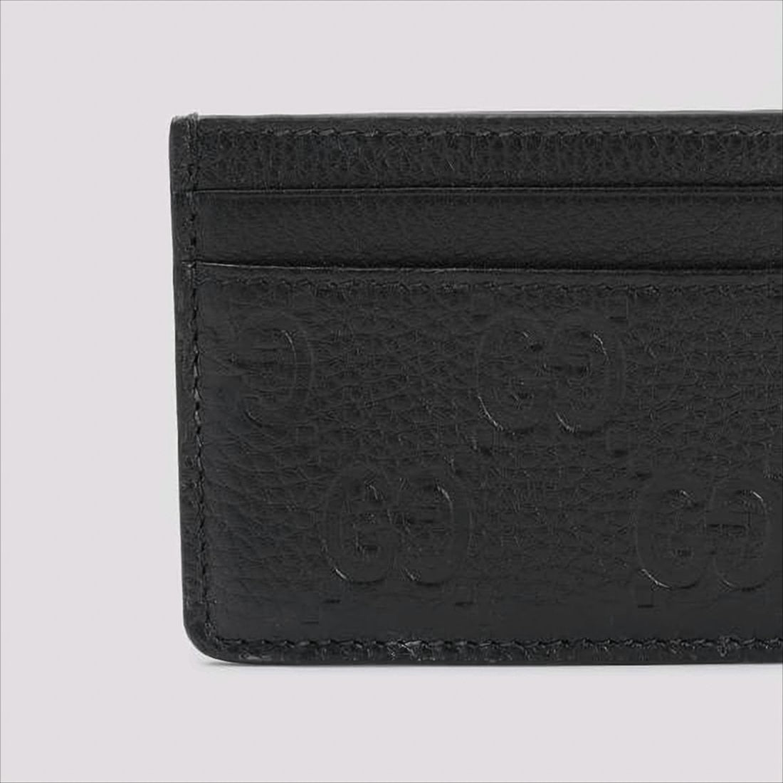 Gucci Textured Calf Leather Card Wallet With Embossed Pattern