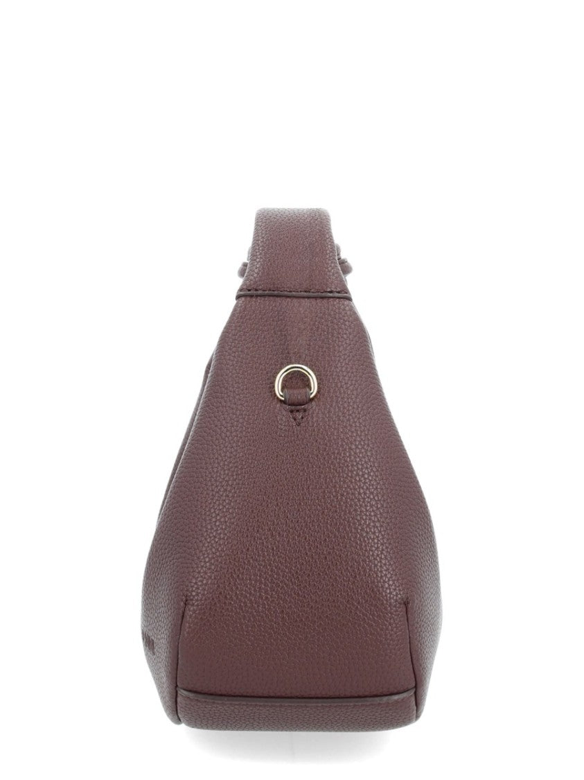 Ganni Pebbled Texture Burgundy Hobo Bag With Adjustable Strap