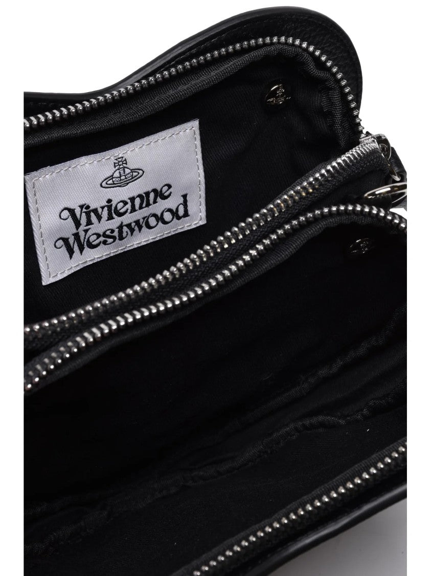 Vivienne Westwood Black Polyurethane Heart Shoulder Bag