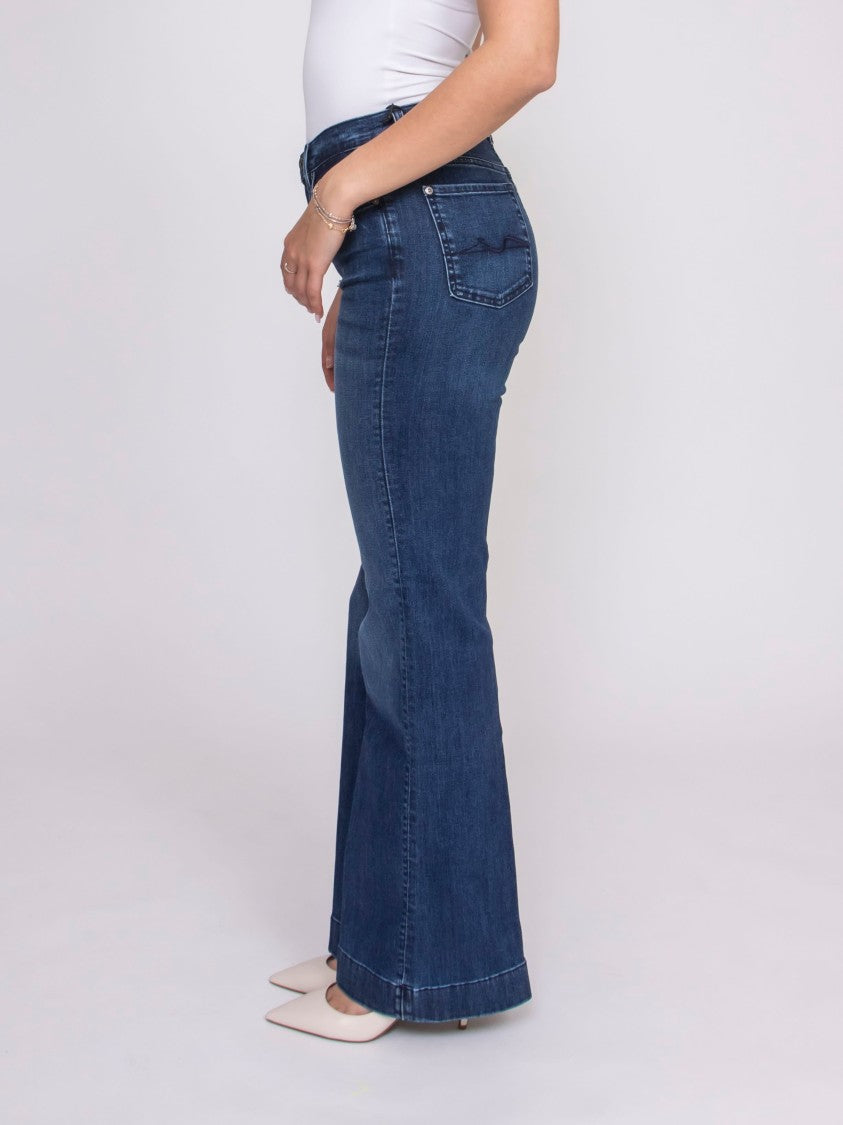 7 For All Mankind Dojo High-Waisted Five-Pocket Wide-Leg Jeans