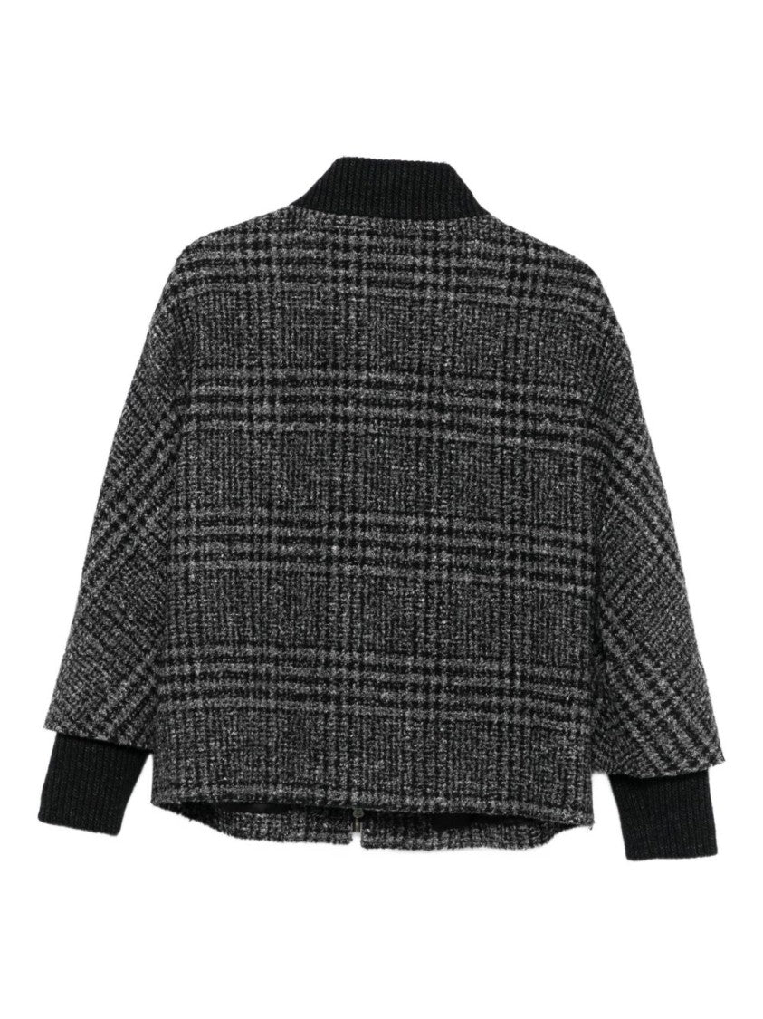 Cinzia Rocca Textured Checkered Jacket With Ribbed Collar