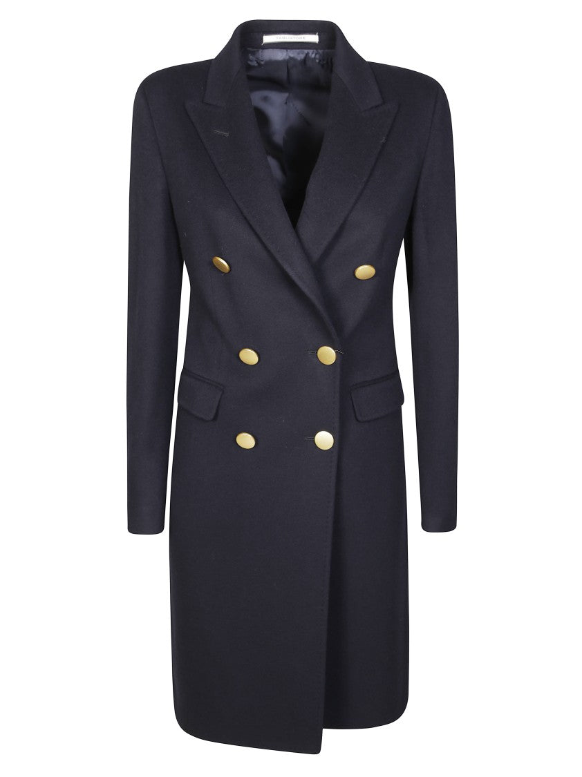Tagliatore C-Parigi10b Tailored Double-Breasted Coat With Gold-Tone Buttons