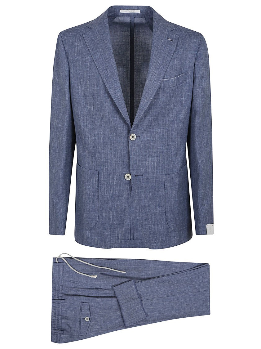 Eleventy Tailored Suit With Notch Lapel And Relaxed Fit Trousers
