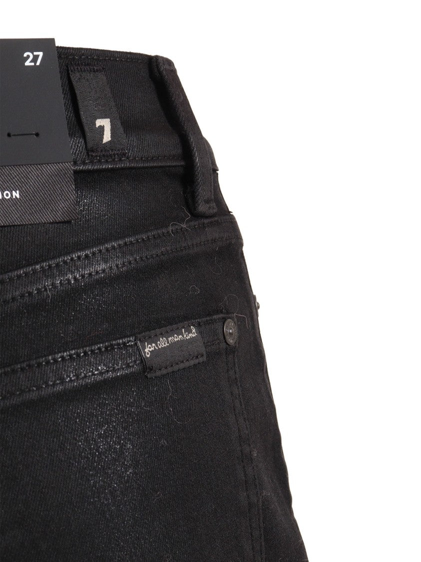 7 For All Mankind Coated Black Slim Fit Jeans With Five-Pocket Design