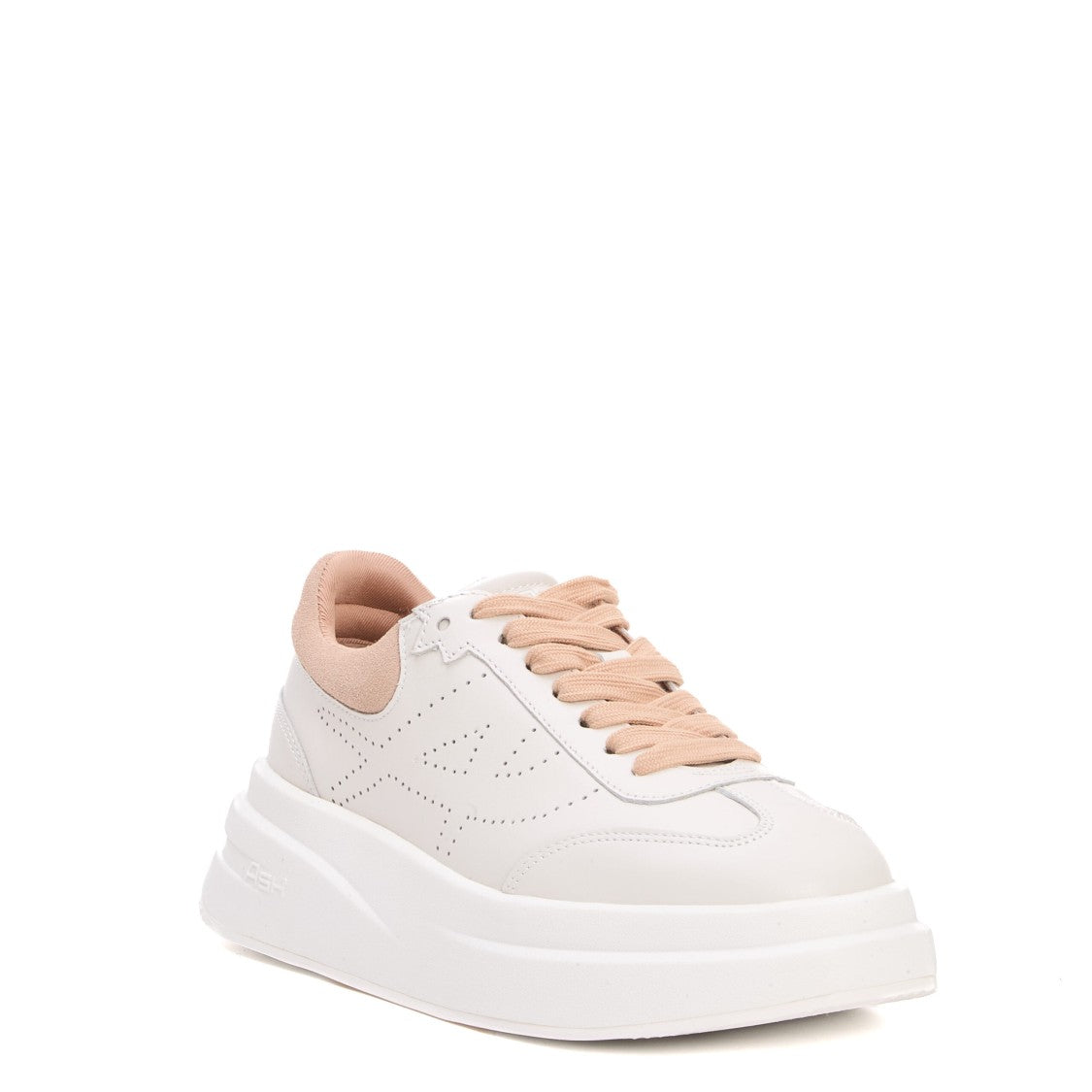 Ash White Leather Sneakers With Beige Accents