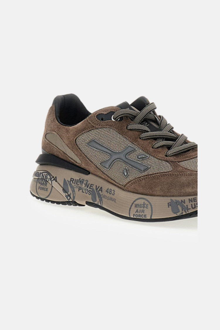 Premiata Grey Moerun Suede Technical Fabric Sneakers