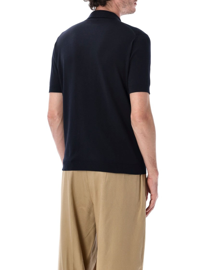 John Smedley Adrian Tailored Black Knit Polo Shirt