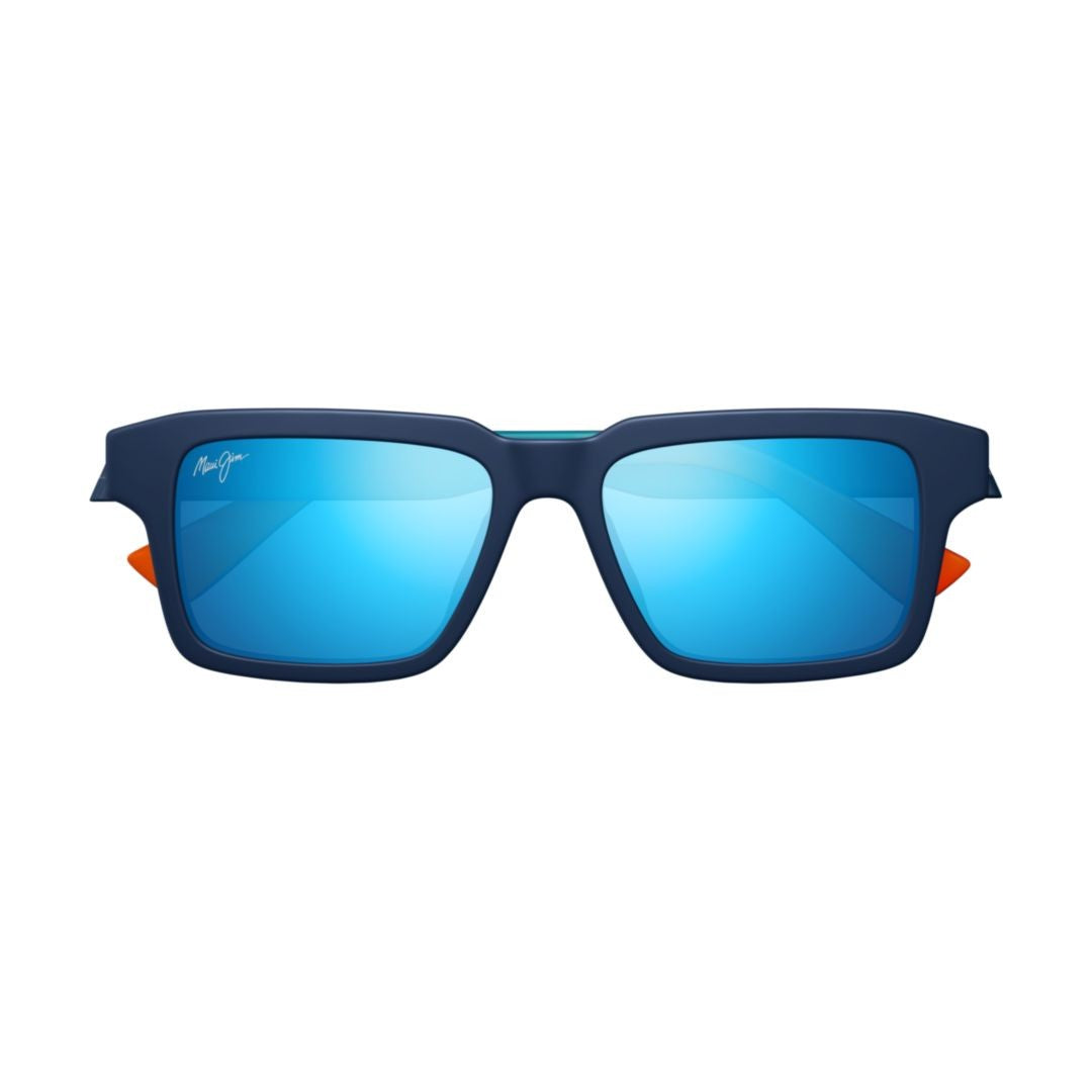 Maui Jim Kahiko Rectangular Frame Sunglasses With Reflective Blue Lenses