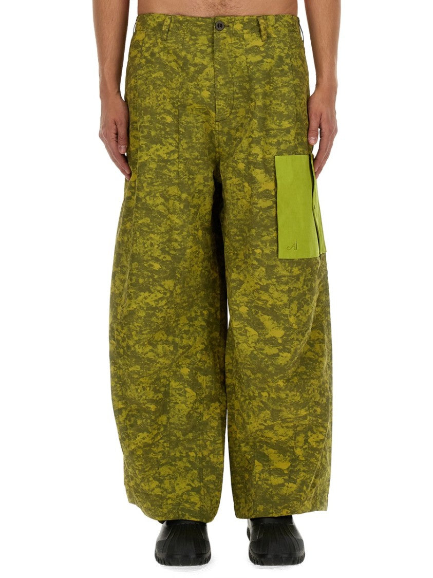 Ten C Wide-Leg Cargo Pants With Textured Pattern