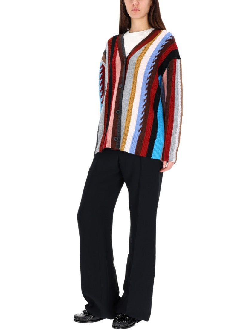 Paul Smith Cable Knit Vertical Stripe Cardigan
