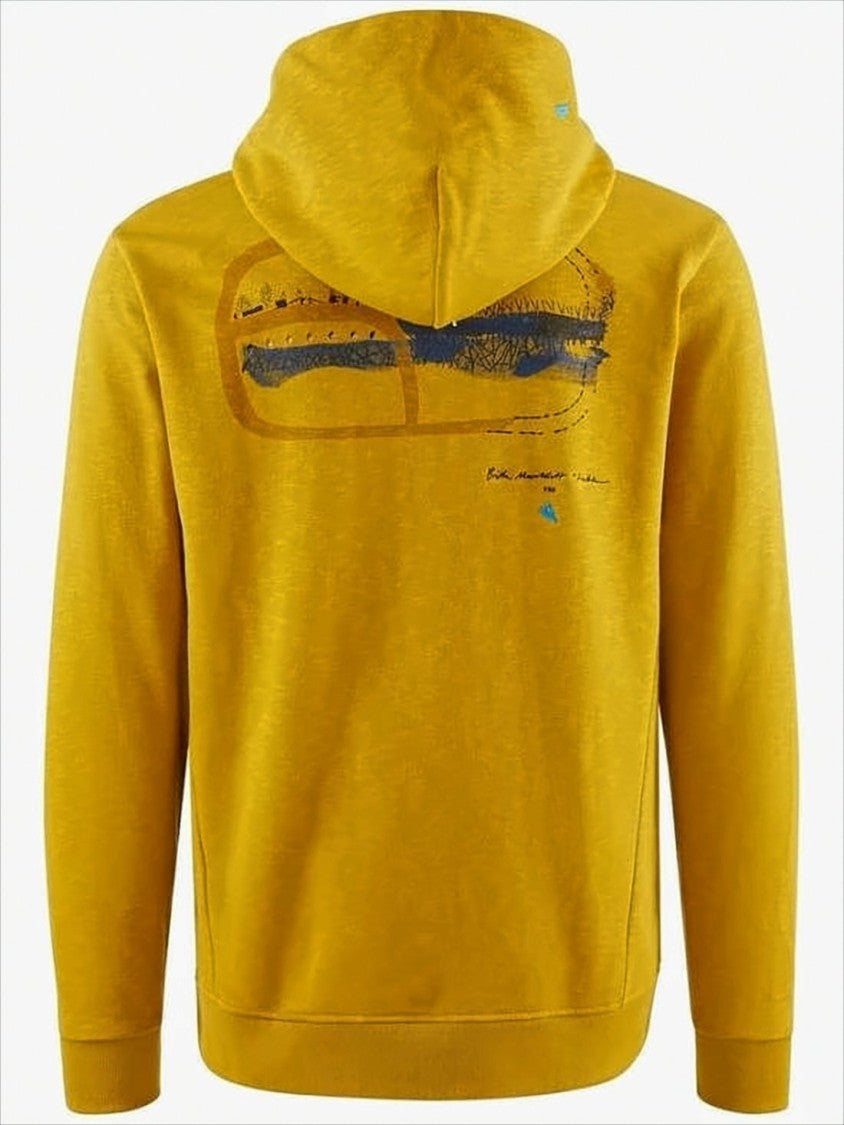 Klattermusen Zip-Front Mustard Yellow Hoodie With Geometric Detail