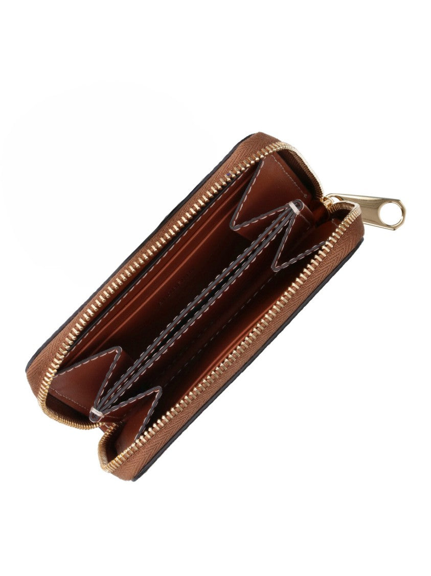 Burberry Beige Check Canvas Zip-Around Wallet