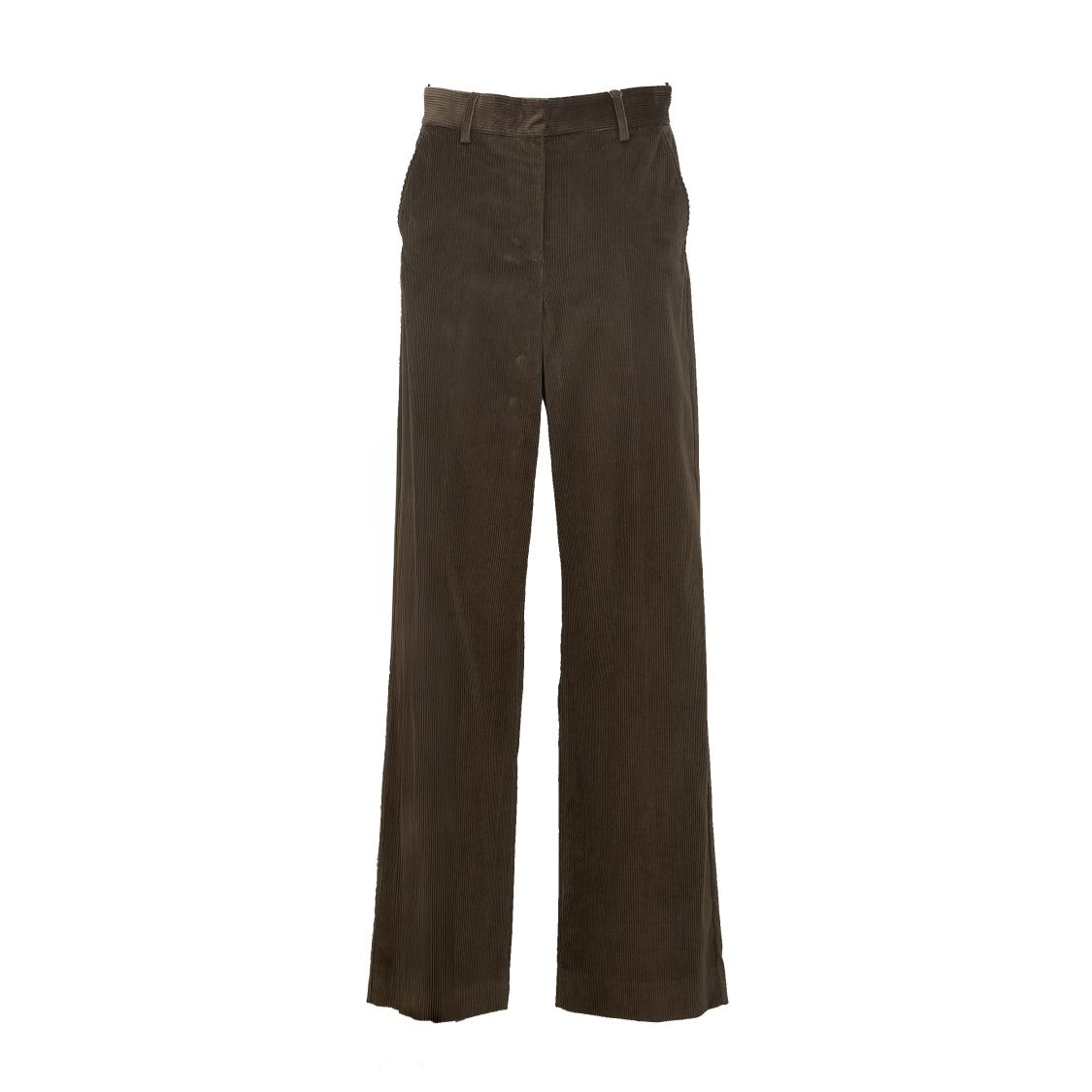 Max Mara Wide-Leg Pressed Crease Cotton Corduroy Pants