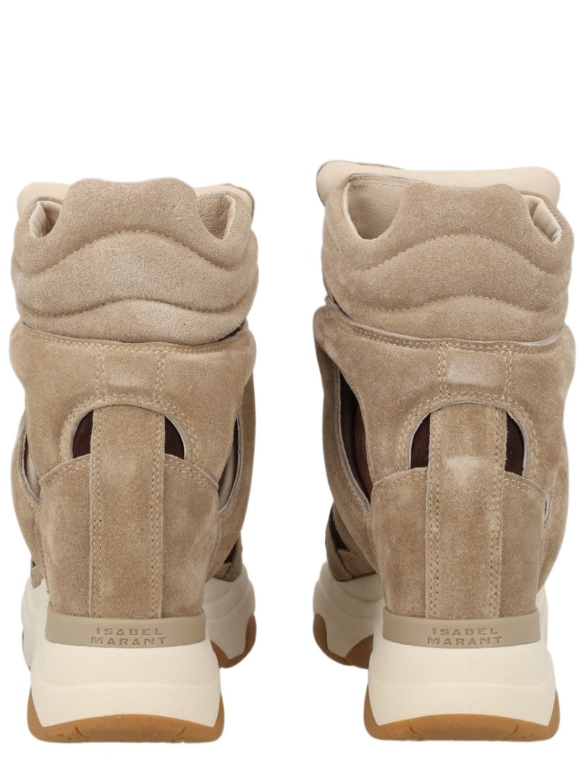 Isabel Marant Brown High-Top Suede Wide Strap Sneakers