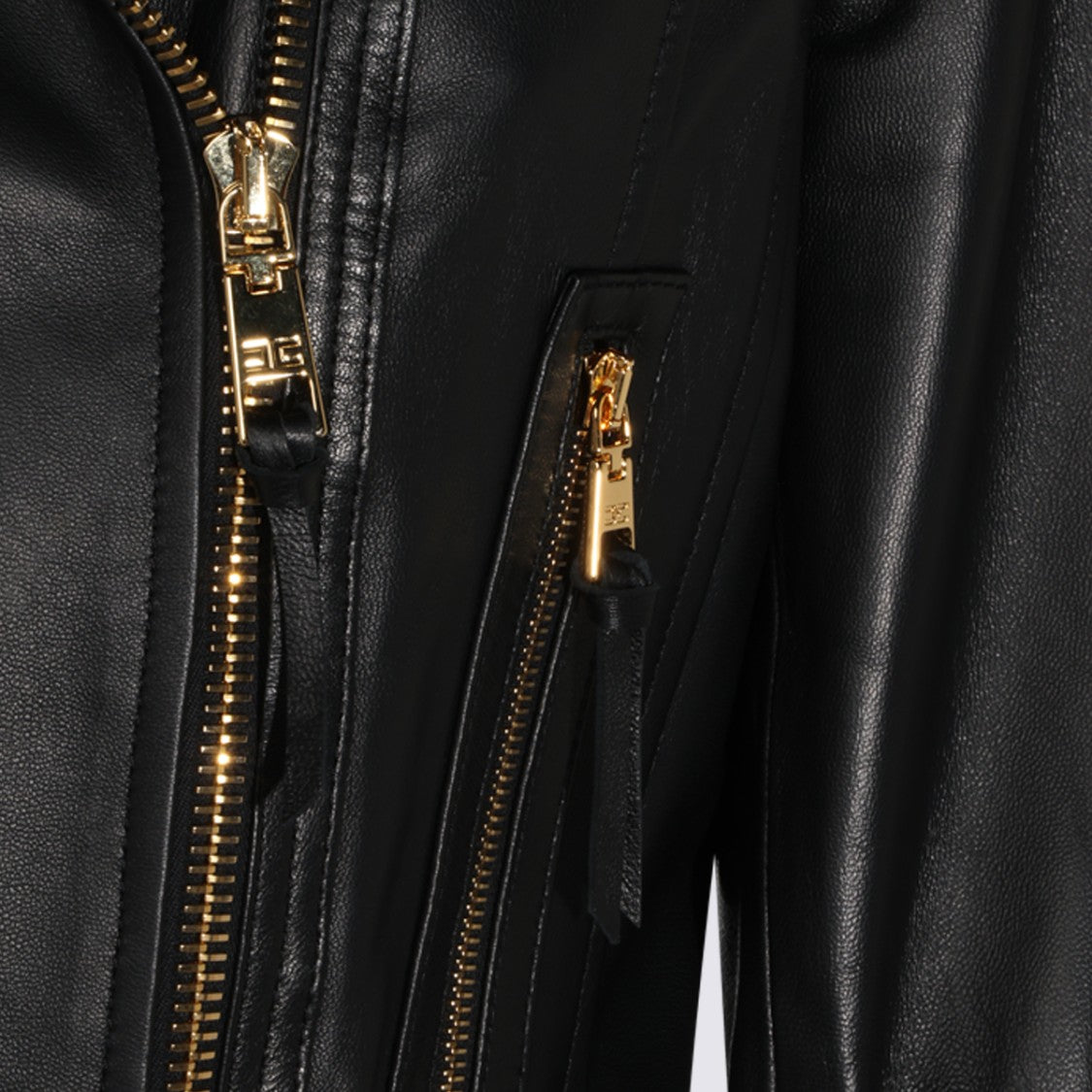 Elisabetta Franchi Sleek Fitted Leather Jacket With Asymmetrical Zipper