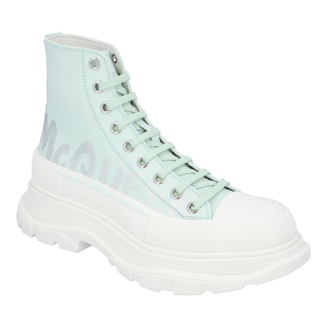 Alexander Mcqueen Tread Slick Boots 'Light Green Graffiti'