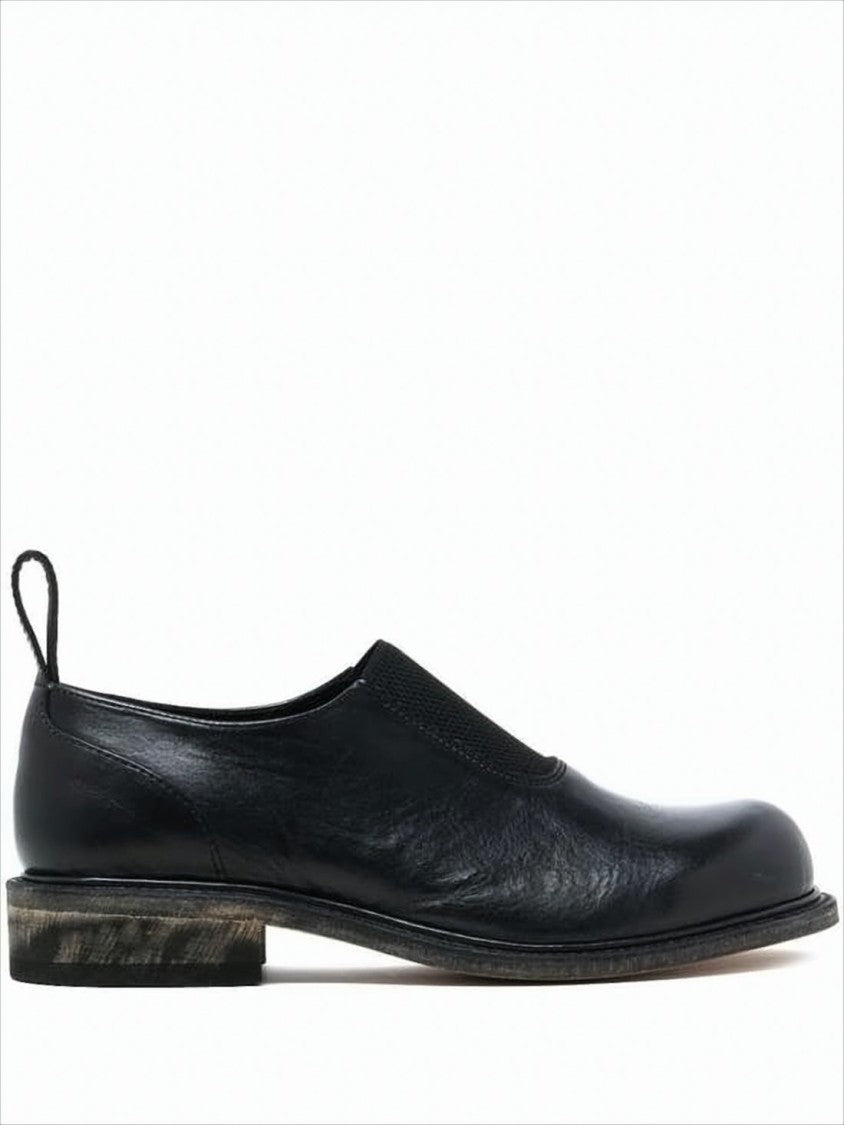 Our Legacy Smooth Black Leather Loafers With Vintage Touch