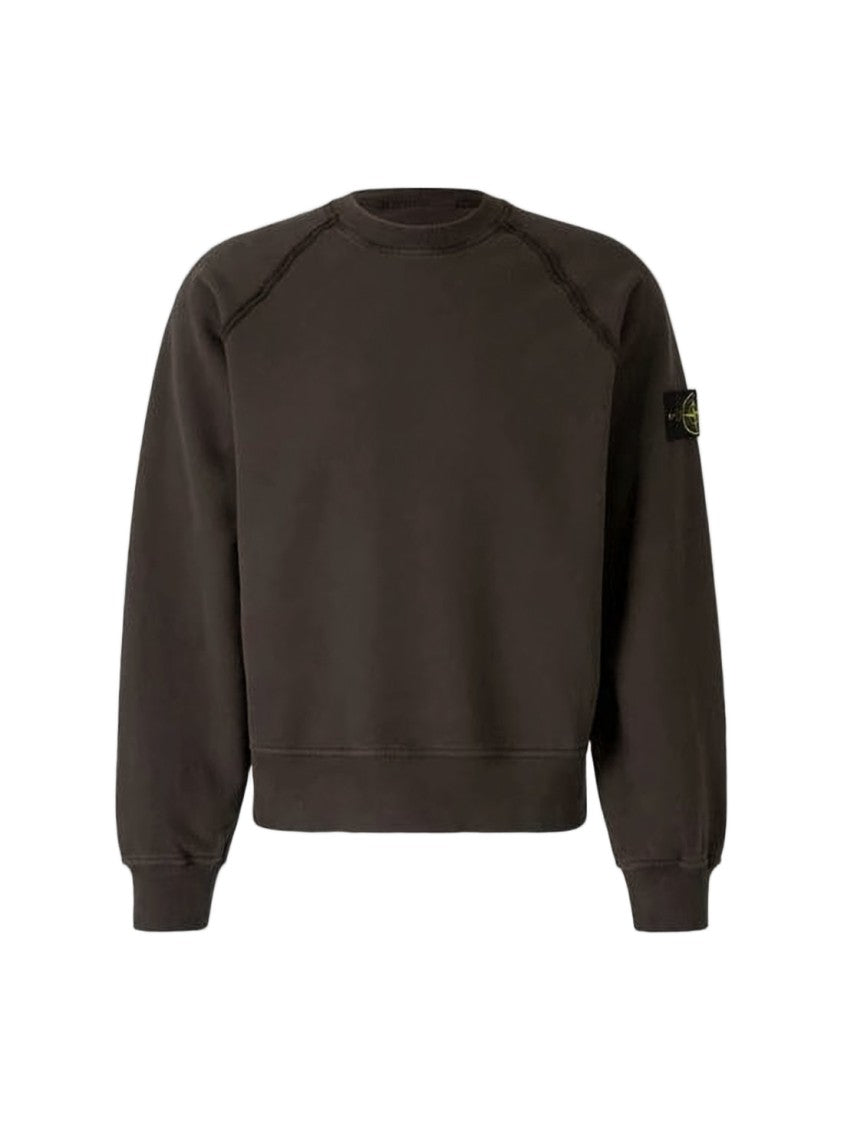 Stone Island Relaxed Fit Brown Sweatshirt With Iconic Patch