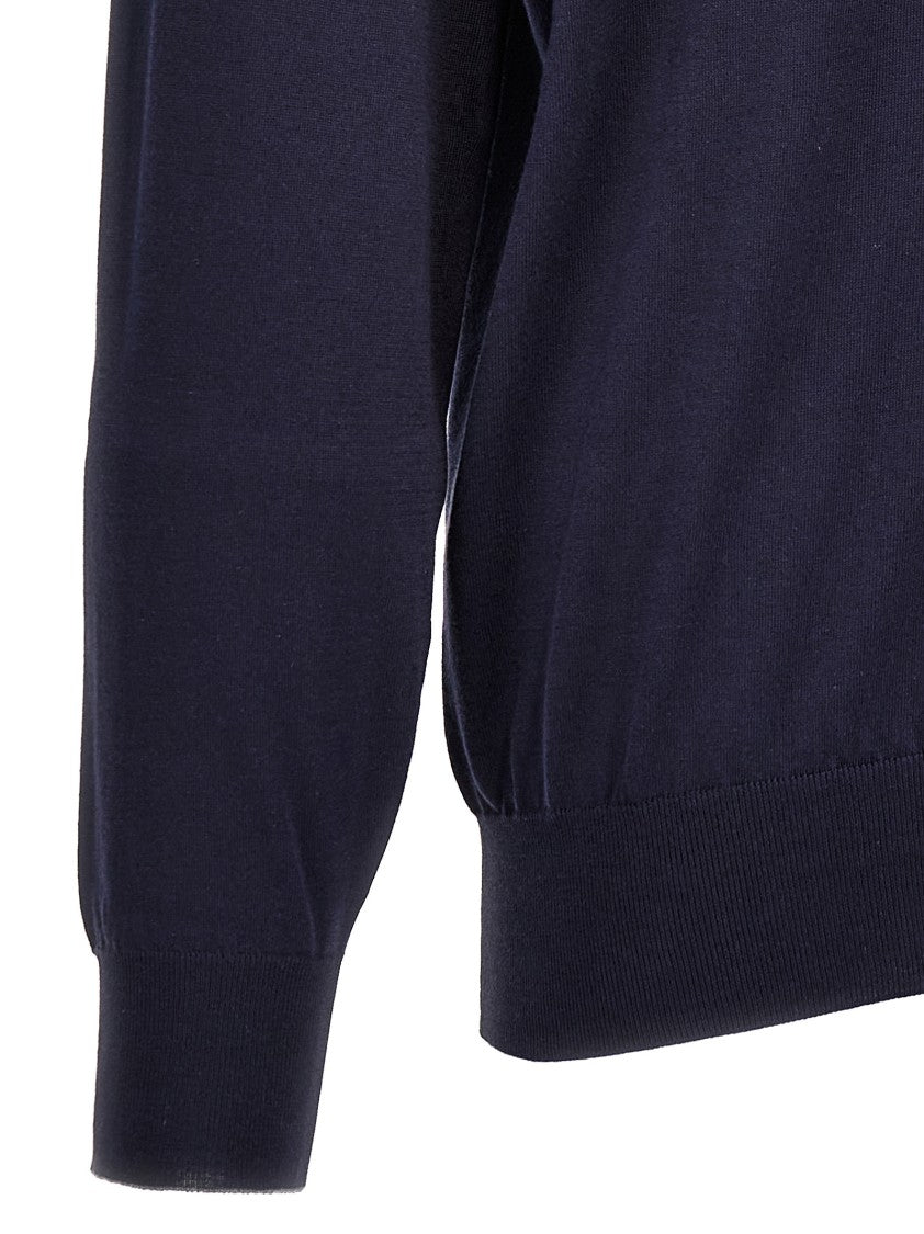 Brunello Cucinelli Black Cotton Knit Sweater With Crew Neck