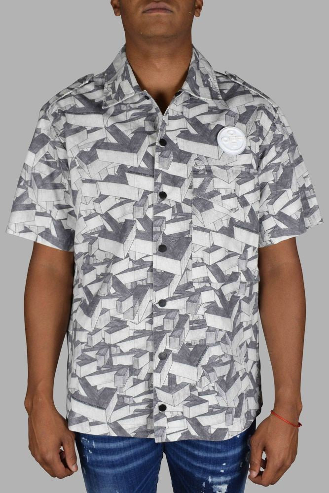 Off-White Short-Sleeved Gray Shirt With 3D Arrow Pattern