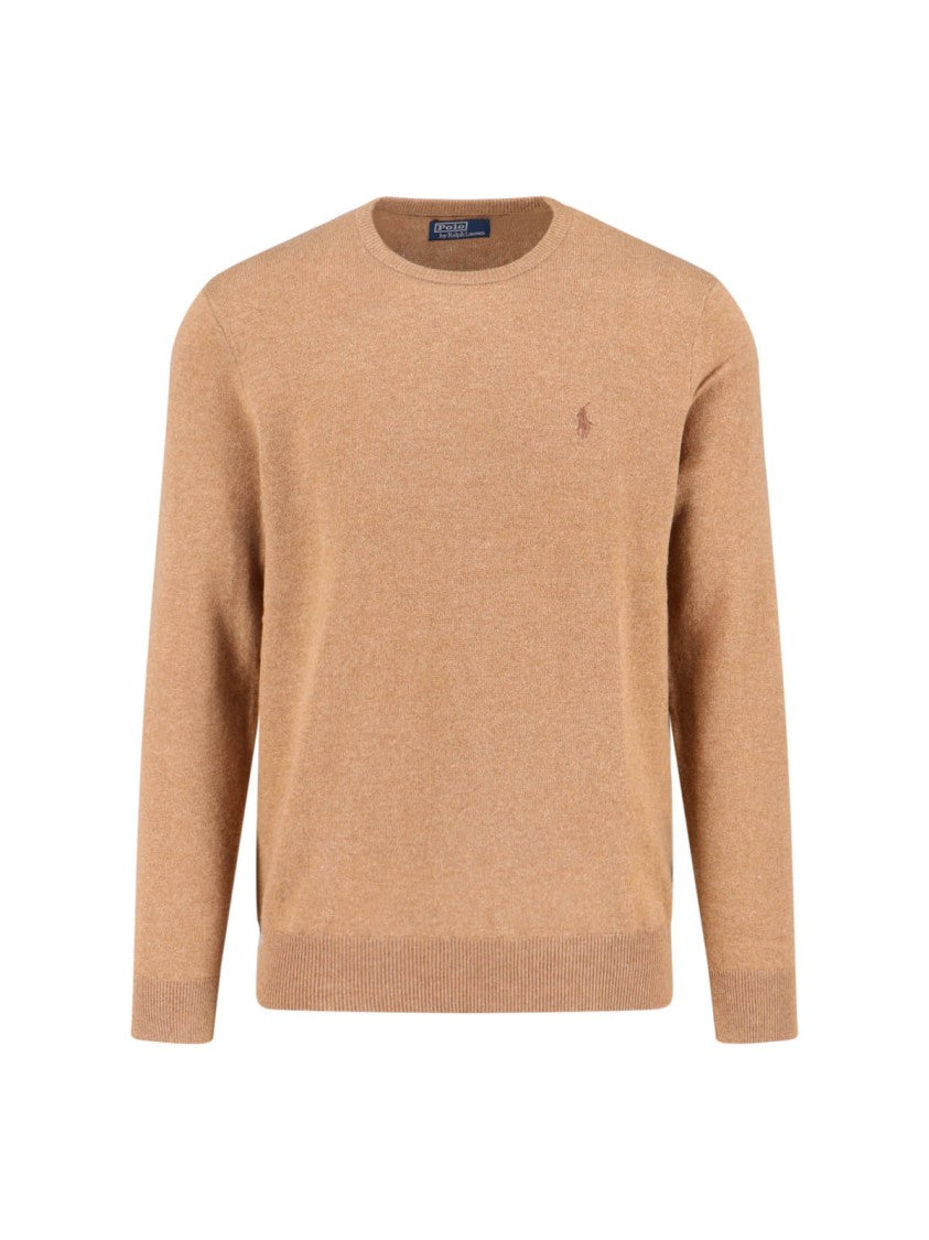 Polo Ralph Lauren Classic Brown Crew Neck Sweater With Subtle Logo Detail