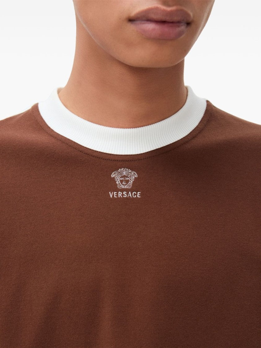 Versace Black Boxy Fit Contrasting Ribbed T-Shirt