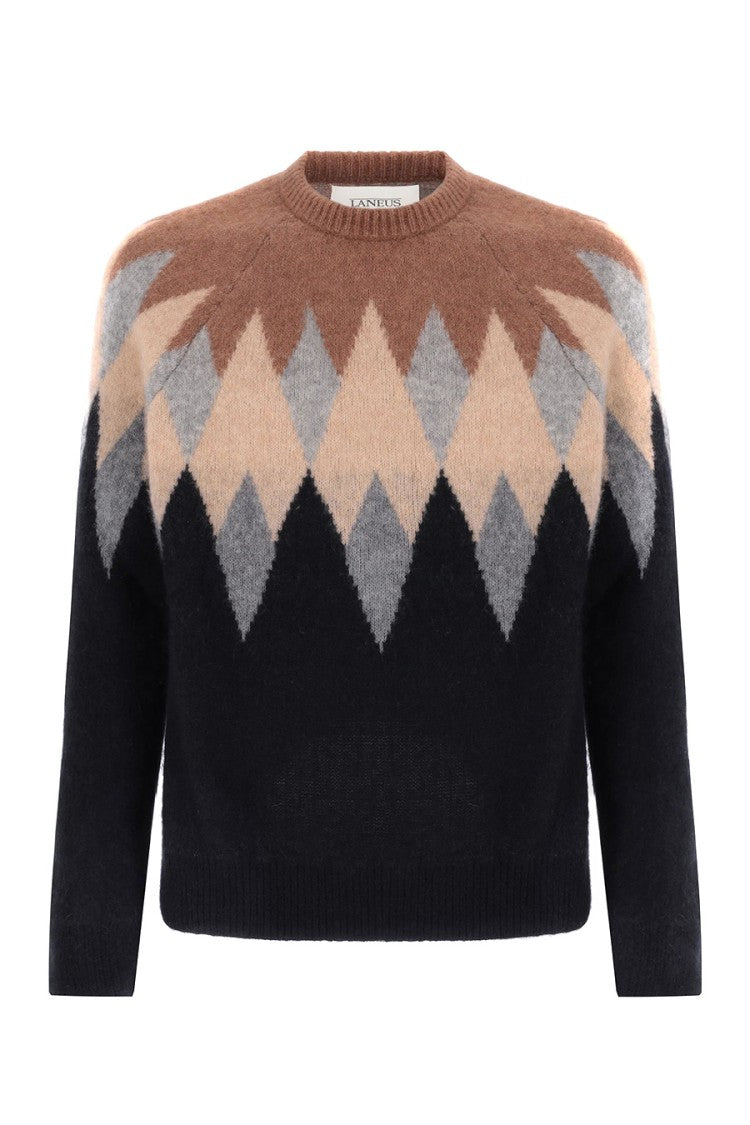 Laneus Diamond Pattern Knitwear In Earthy Tones