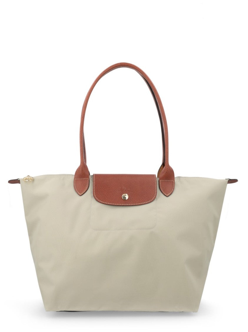 Longchamp Le Pliage Large Leather-Accent Trapezoidal Tote Bag