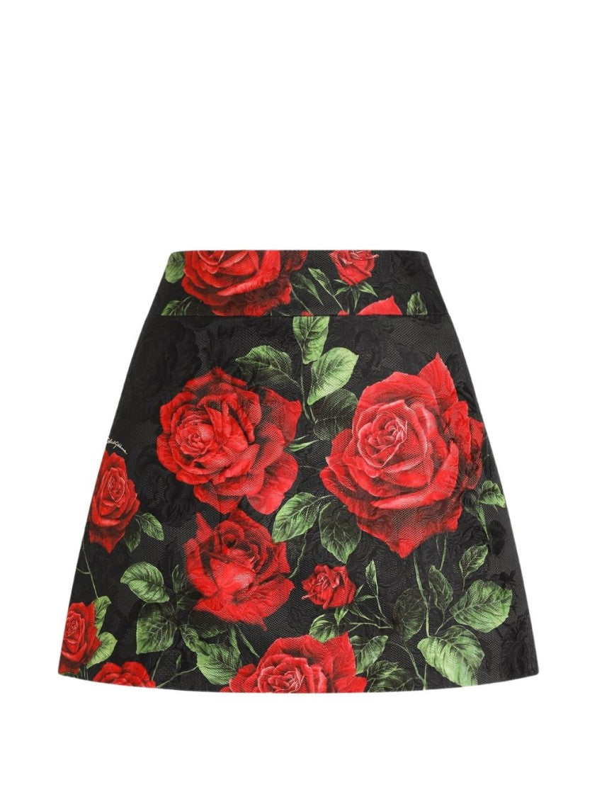 Dolce & Gabbana Bold Floral Pattern Jacquard Texture Mini Skirt