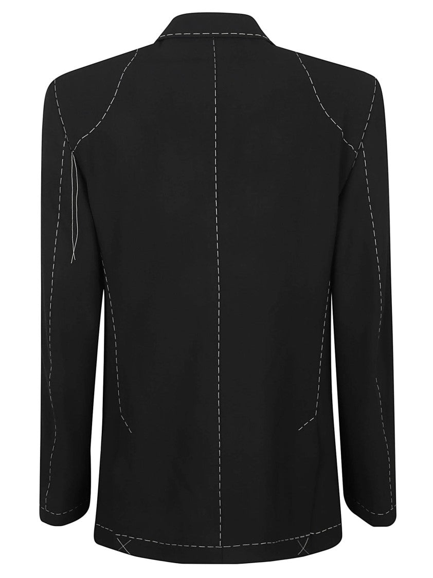 Off-White Tailored Embroidered Black Jacket With Classic Lapel