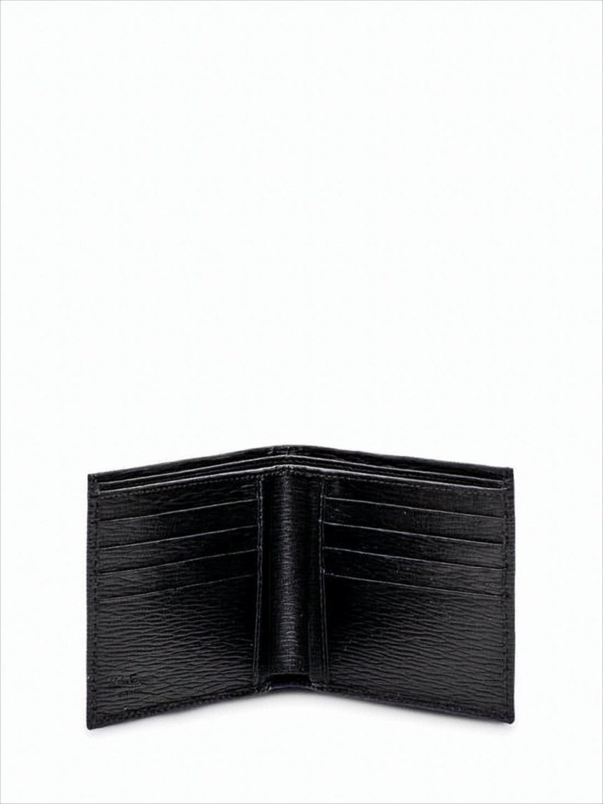 Salvatore Ferragamo Compact Bifold Wallet In Textured Cow Leather