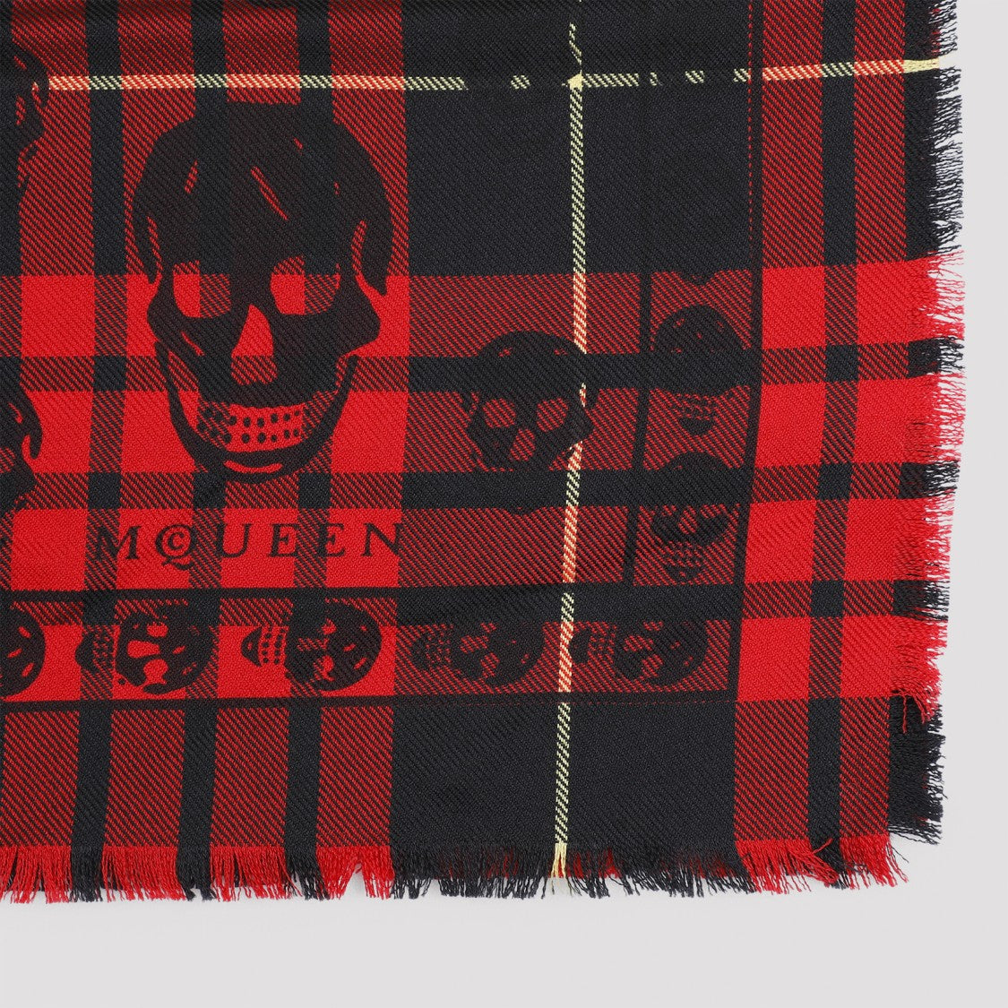 Alexander Mcqueen Kull On Tartan Foulard Scarf