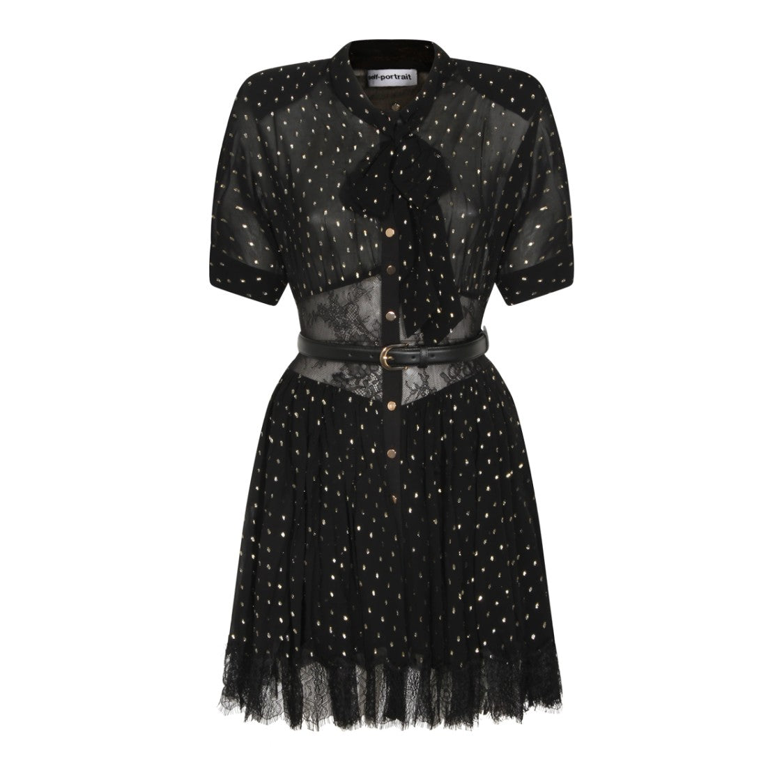 Self-Portrait Sheer Black Viscose Mini Dress