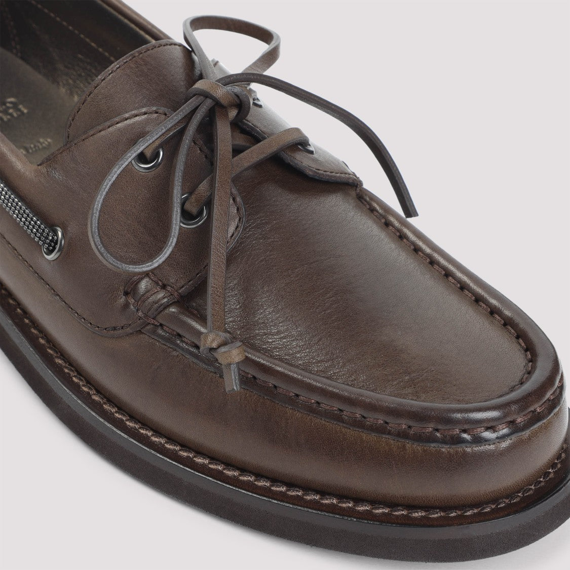 Brunello Cucinelli Raven Brown Leather Loafers
