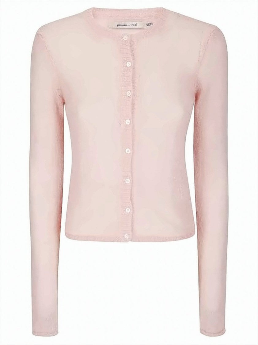Paloma Wool Cropped Pink Cardigan With Delicate Fuzzy Texture
