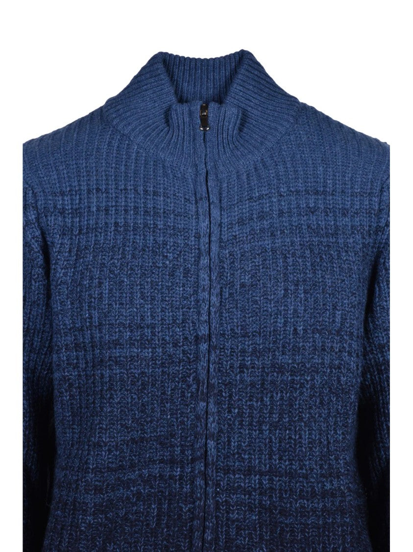 Cashmere Company P. Textured Knit Zip Cardigan With Gradient Design