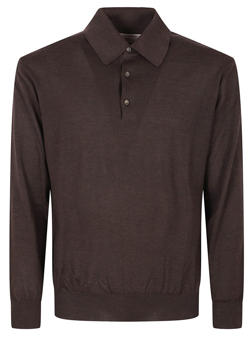 Herno Long-Sleeve Polo Collar Sweater With Ribbed Cuffs