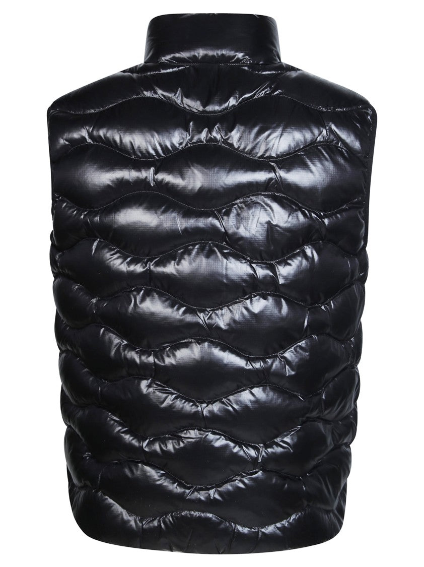 Blauer Quilted Sleeveless Glossy Black Vest