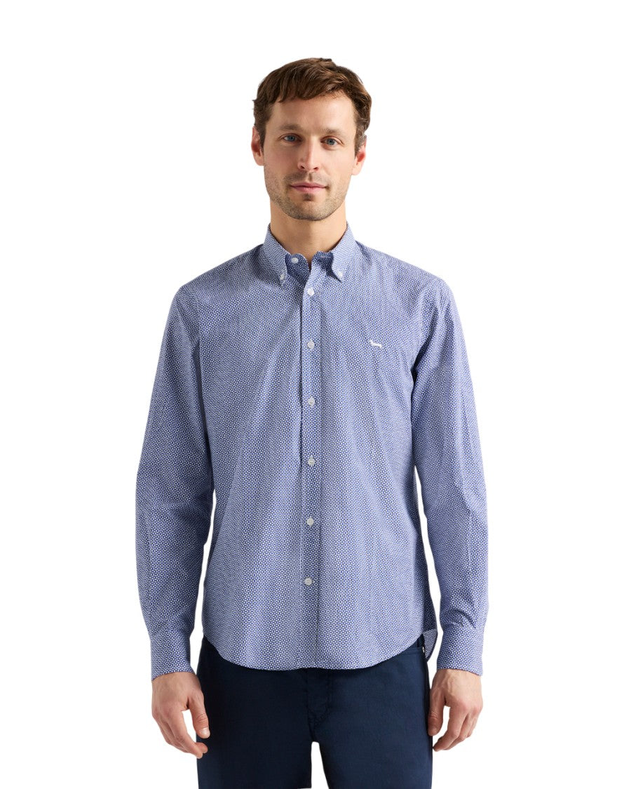 Harmont & Blaine Tailored Blue Shirt With Micro Print