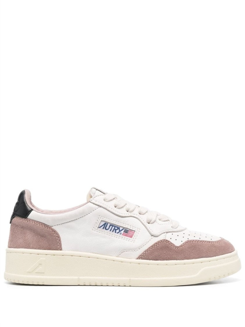 Autry White Brown Panelled Calf Leather Sneakers